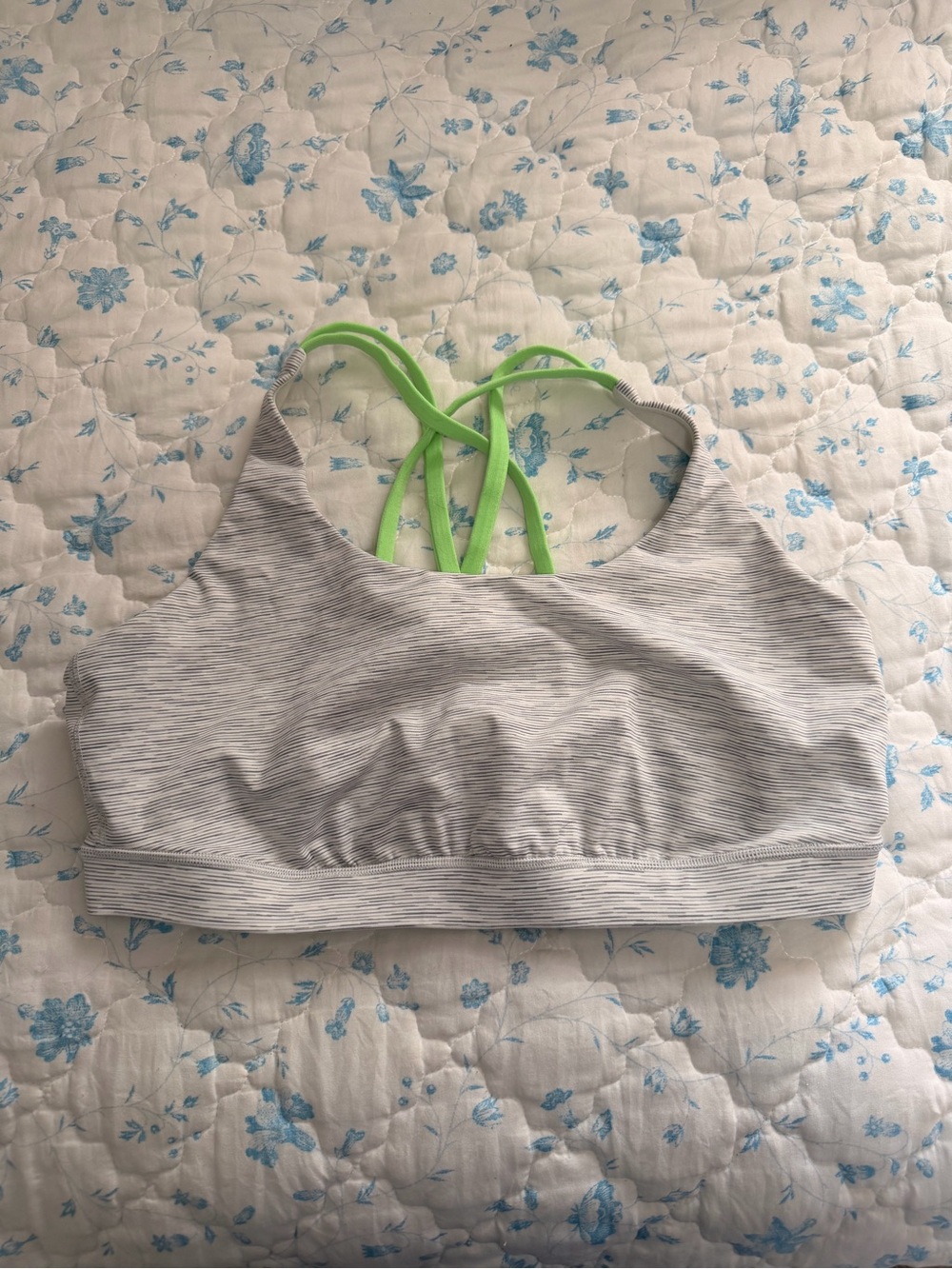 lululemon athletica Gray Strappy Sports Bra with Neon Green Straps